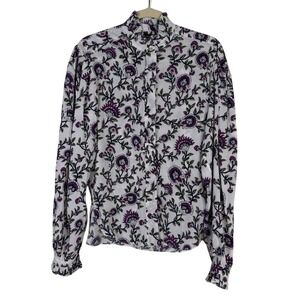 Isabel Marant Floral Print Silk Button Up Blouse Top Whimsigoth Career Size 36